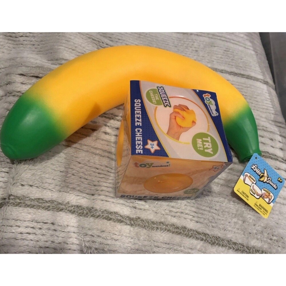 Squishy Banana and Squishy Cheese Squeeze Toys